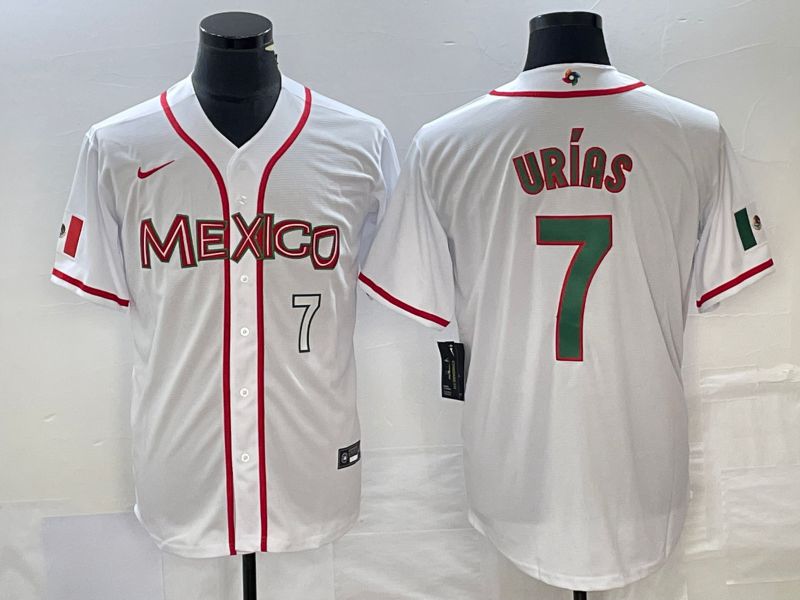 Men 2023 World Cub Mexico 7 Urias White Nike MLB Jersey38